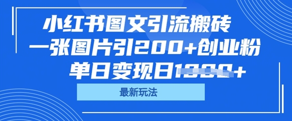 小红书图文引流搬砖,一张图片引200+创业粉,单日变现日数张-安小熙网创平台