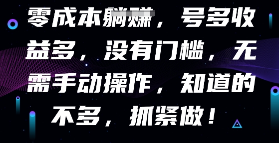 零成本全自动,号多收益多,没有门槛,无需手动-安小熙网创平台