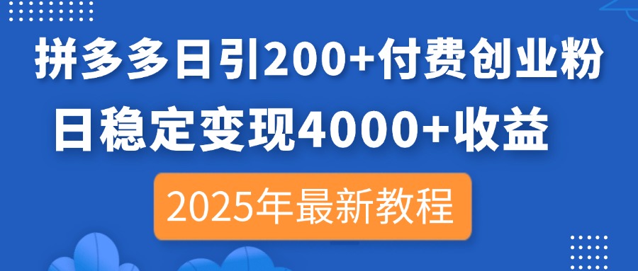 （14217期）拼多多日引200+付费创业粉，日稳定变现4000+收益，2025年最新教程-安小熙网创平台
