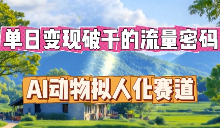 单日变现破k的流量密码,AI动物拟人化赛道-安小熙网创平台