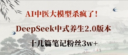 AI中医大模型杀疯了!DeepSeek中式养生2.0版本,十几篇笔记粉丝3w+-安小熙网创平台