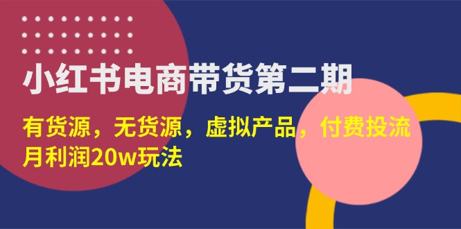 （14186期）小红书电商带货第二期，有货源，无货源，虚拟产品，付费投流，月利润20w-安小熙网创平台