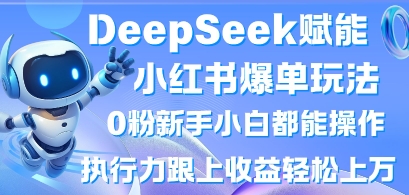 DeepSeek赋能小红书爆单玩法0粉新手小白都能操作,执行力跟上收益轻松上W,懒人勿做-安小熙网创平台
