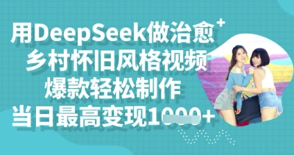 用DeepSeek做治愈乡村怀旧风格视频,爆款轻松制作,当日最高变现多张-安小熙网创平台